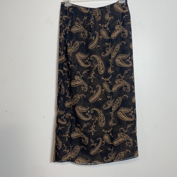 Emma James Black & Tan Print Sleeveless Top & Mid Skirt Size 14 - Picture 3 of 15